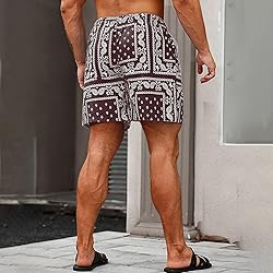 DIOTSR Mens Paisley Casual Shorts Retro Graphic