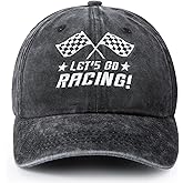 LAMCEPLU Racing Hats for Men Women, Racing Cap Gift for Race Car Fans, Adjustable Flag Embroidered Baseball Caps