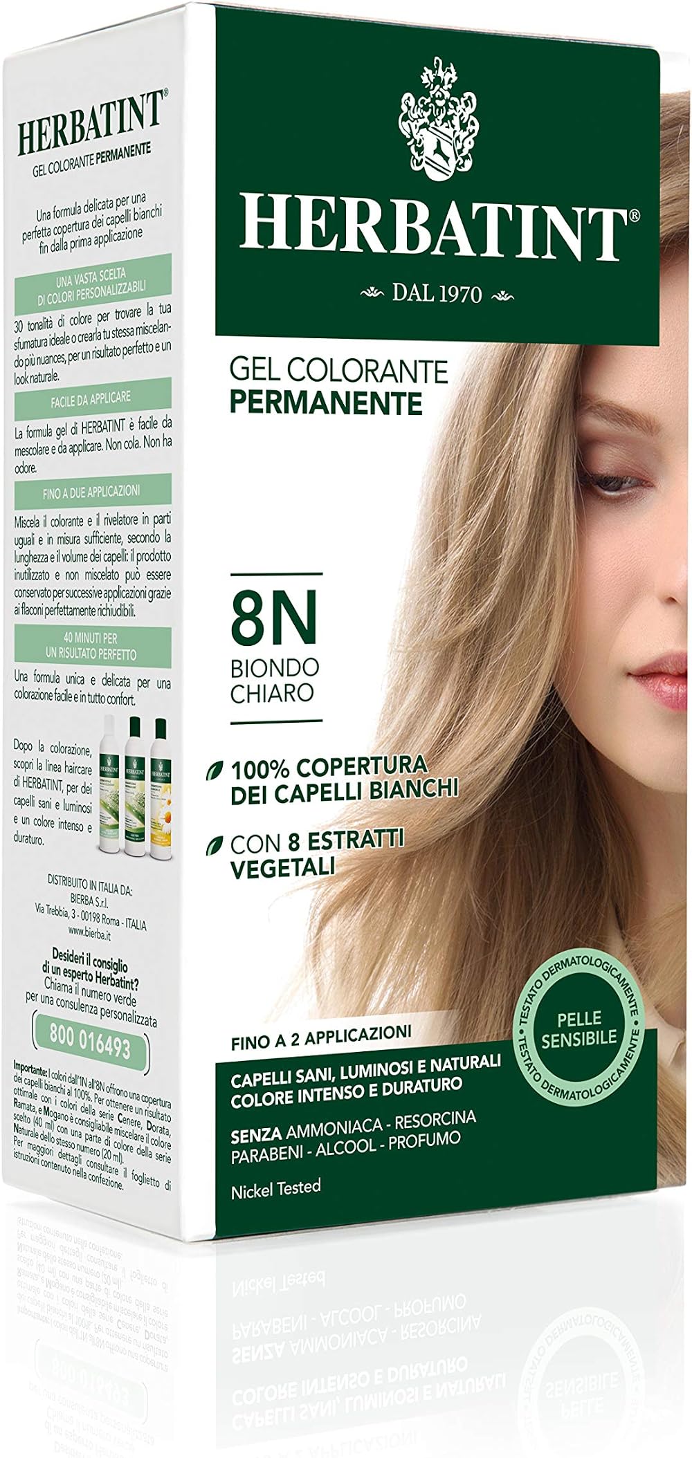 Herbatint Hair Dye 8N Light Blonde Permanent Herbal Colour Gel