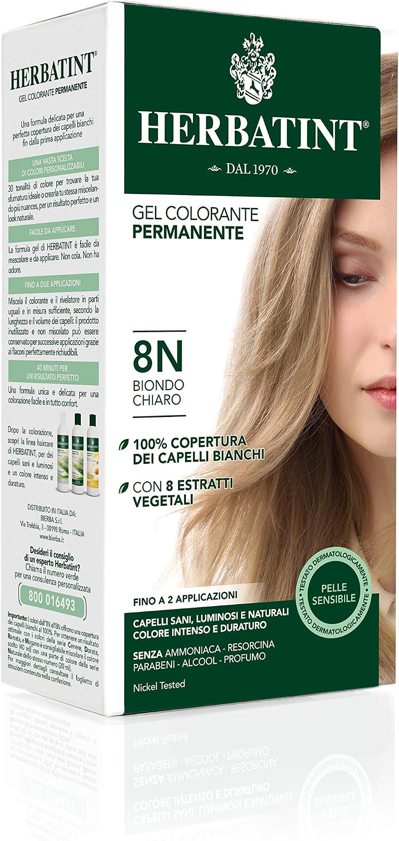 Herbatint Hair Dye 8N Light Blonde Permanent Herbal Colour Gel
