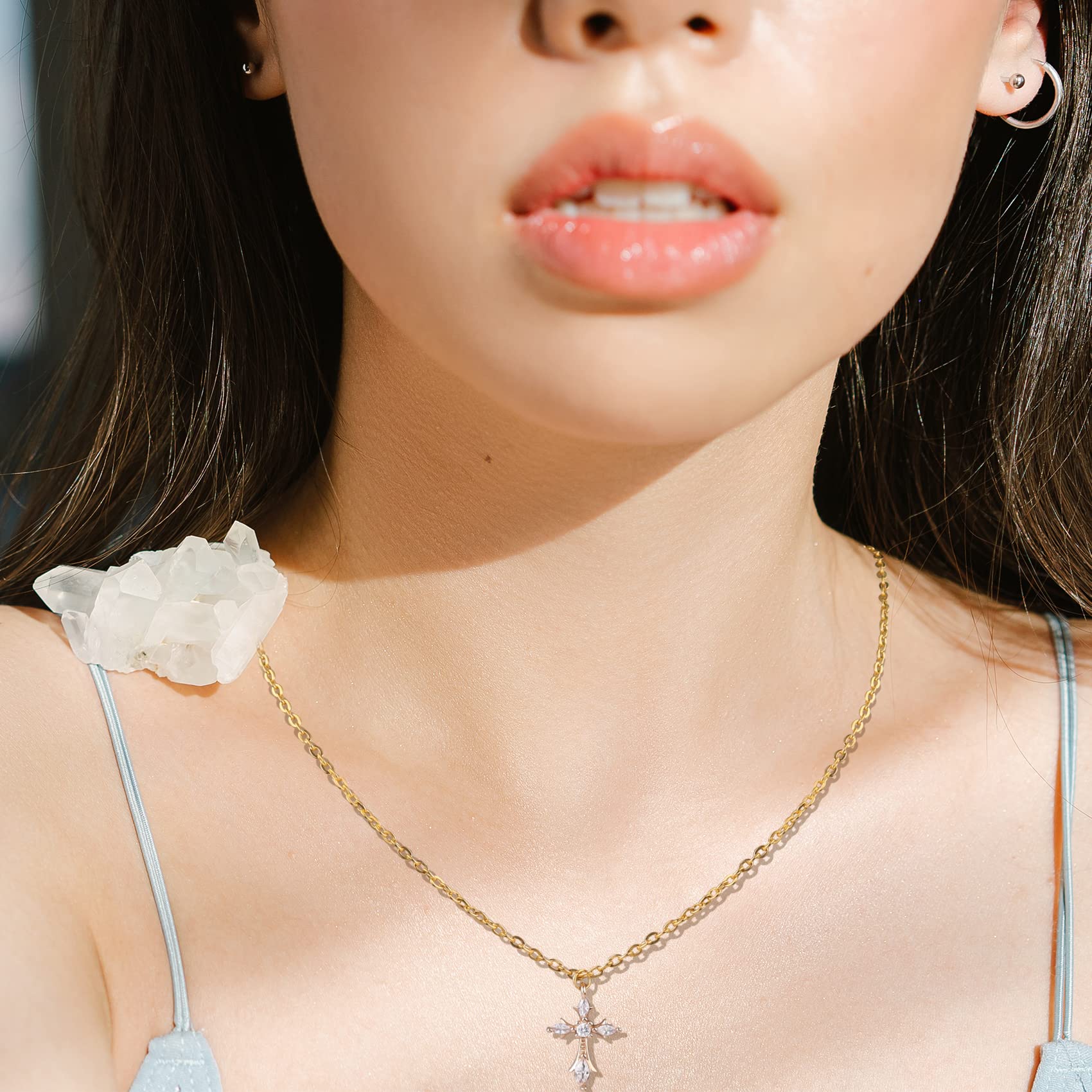 Forise 24 Pack Necklace Chains Bulk 2mm Gold and Silver Alloy Cable Links Chains for DIY Jewelry Making 18 Inches