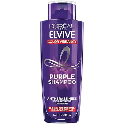 Loreal Paris Elvive Color Vibrancy Anti Brassiness Purple Shampoo For Color Treated Hair Neutralizes Yellow Orange Tones Highlighted Brunette