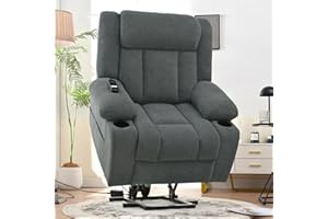 QKFF Oversize Power Lift Recliner Chair for Big and Tall with Extended Footrest, Large Electric Lift Chairs, 400lbs Capacity, Remote Control, Cup Holders & Side Pockets
