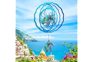 INCOK Sea Turtle Wind Spinners Outdoor Clearance - 12 Inches Hanging Stainless Steel Wind Sculpture Patio Lawn Yard Balcony Art Outside Aesthetic Decorations Cute Animal Wind Chime Creative