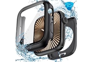 3 in 1 Goton Waterproof Hard Case for Apple Watch Screen Protector 46mm, 360° Slim Full Protective Tempered Glass Face Cover 