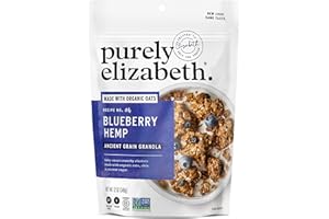 PURELY ELIZABETH. purely elizabeth Ancient Grain Granola Certified Glutenfree Vegan NonGMO Coconut Sugar Delicious Healthy Snack , Blueberry Hemp, 12 Ounce