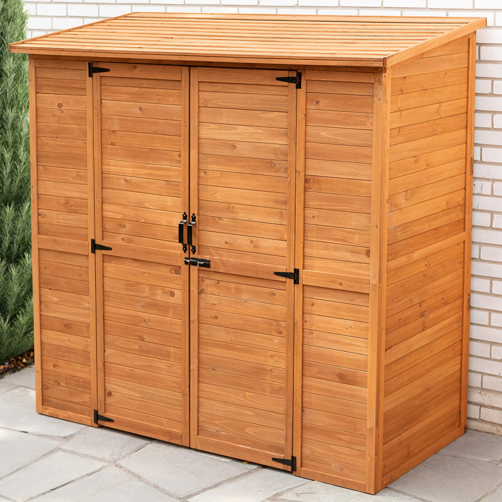 Leisure Season Elss2003 Extra Large Outdoor Storage Shed Brown Wooden Gardening Lockers Closet Tool Organizer Cabinet With Double Doors Adjustable Shelves Yard Garden Lawn Patio Furniture Buy