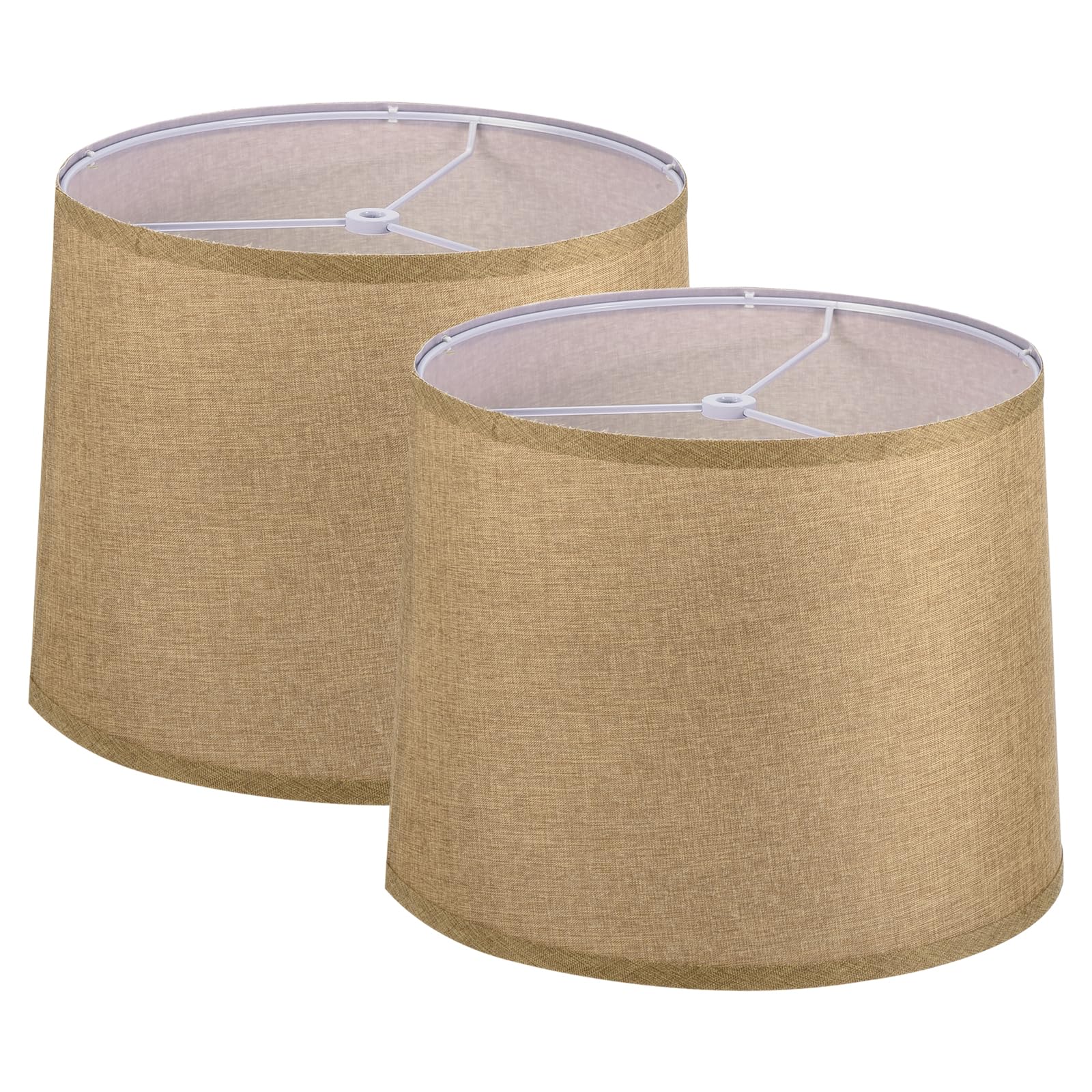 PATIKIL Drum Lampshade for Table Lamps, 11.4" Top x 12.6" Bottom x 9.8" High Floor Lamp Shade Set of 2 Easy Assembly Medium Linen Lampshade for Table Lamps Floor Lamp, Bright Brown
