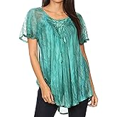 Sakkas Aline Women's Short Sleeve Casual Light Loose Scoop Neck Top Blouse Shirt