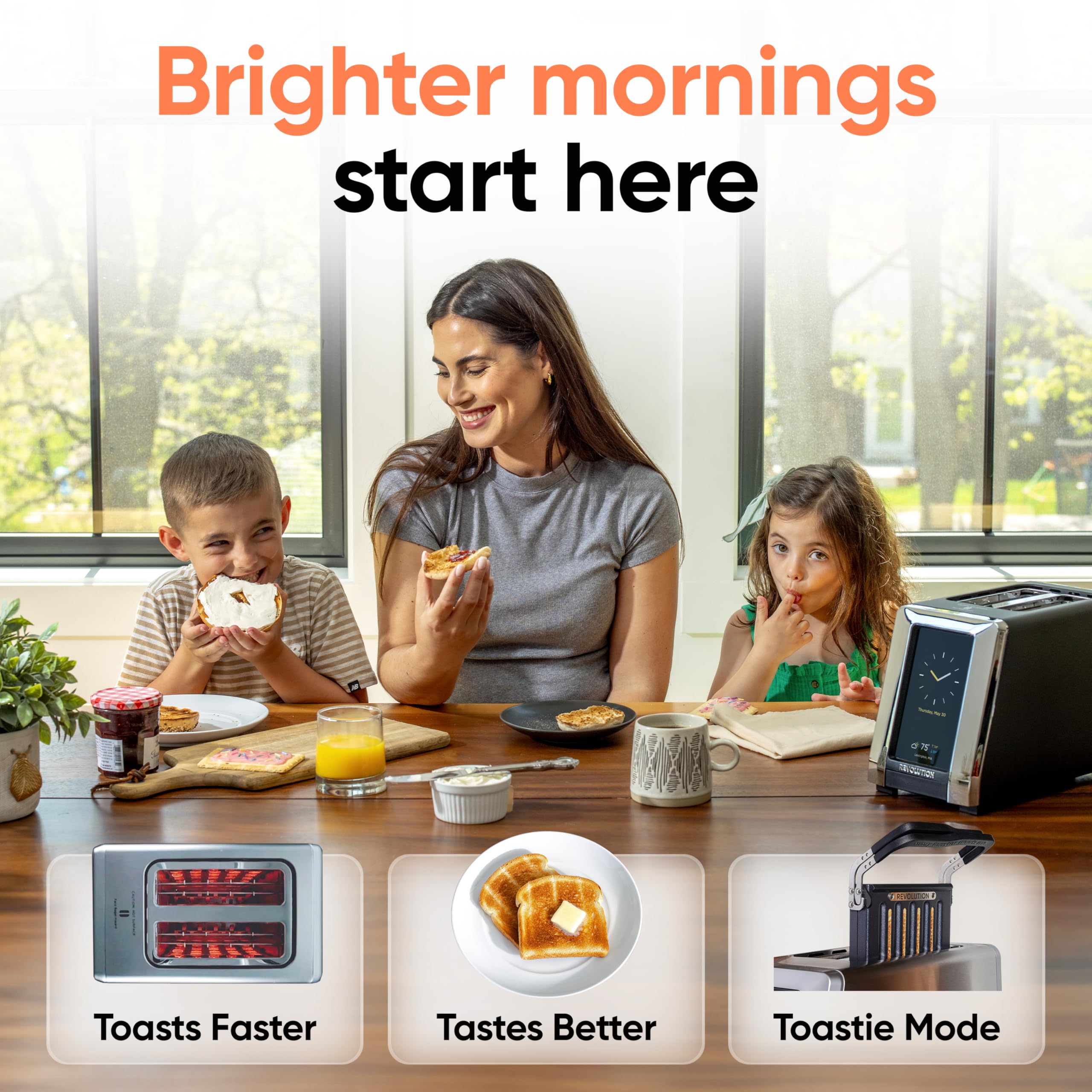 Revolution (paquete) R180 Connect Tostadora inteligente con pantalla táctil + Toastie Press: elija entre 6 tipos de pan, 7 niveles de dorado y modo Toastie Press (acero inoxidable, 2 rebanadas)