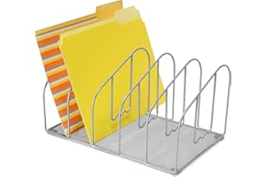Deco Brothers File Sorter Organizer for Desk, 5 Sections, Silver