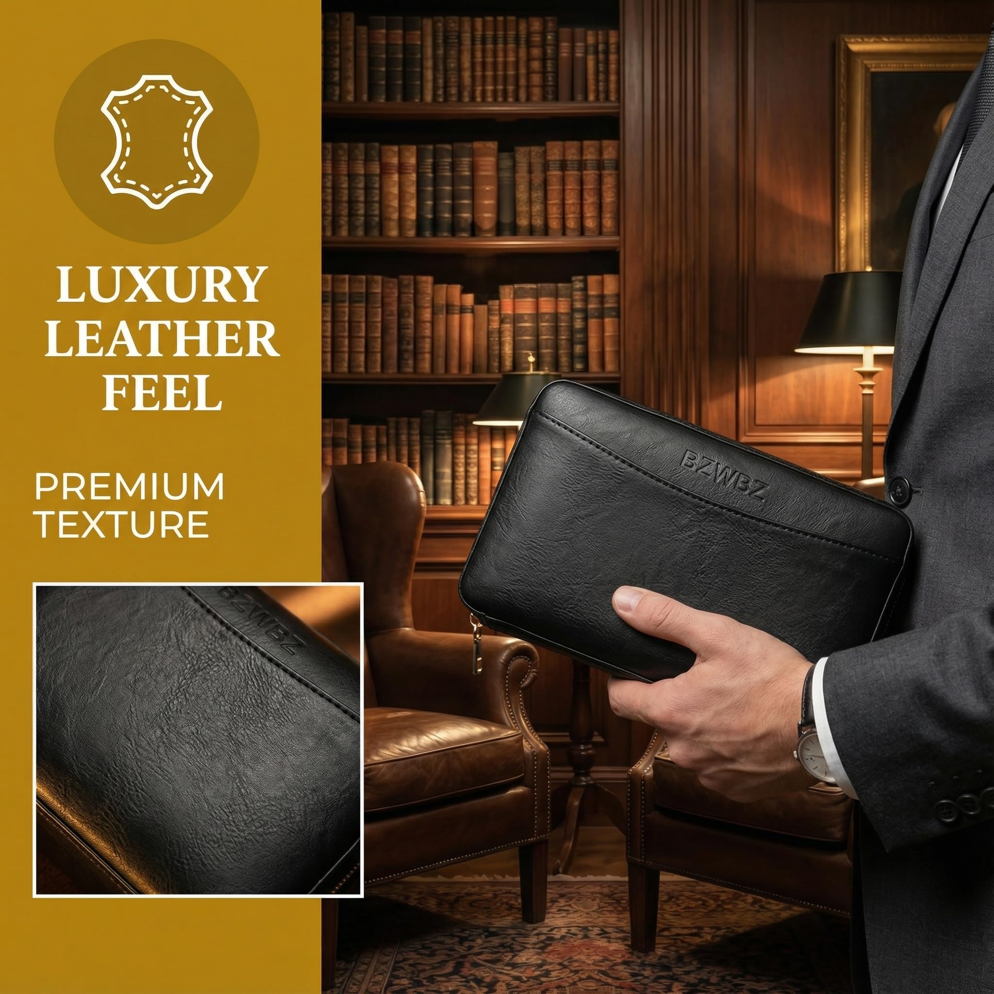 BZWBZ Travel Cigar Humidor Set,Torch Lighter with Cigar V Cutter, Hole Punch, Spanish Cedar Wood Humidor,Black Leather