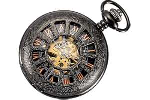 SIBOSUN Mechanical Pocket Watch for Men Pocket Watch with Chain Steampunk Skeleton Antique Men Women Pocket Watches