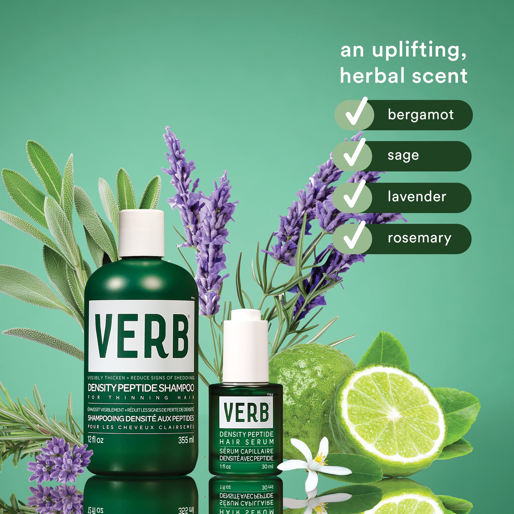 VERB Density Peptide Shampoo - Visibly Thicken + Reduce Signs of Shedding- Moisturizes Fine and Weighed Down Hair