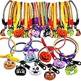 Capoda 32 Pcs Halloween Party Favor Zipper Bracelets Bulk Trick or Treat Bracelets Halloween Zipper Wristbands for Prizes & Handouts, Goodie Bag Fillers supplies