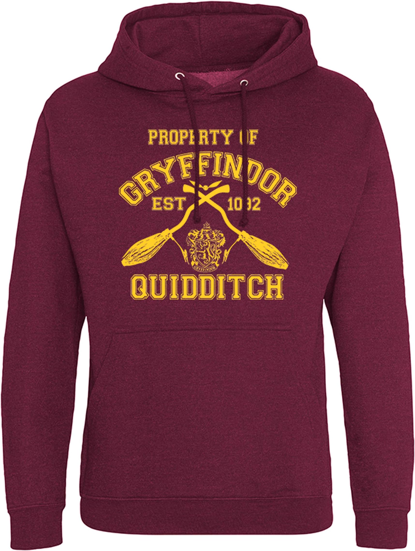 Gryffindor House Quidditch Hoodie Harry Potter Movie Inspired Burgandy Hoodie Yellow Print