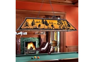 TOCHIC Tiffany Pool Table Lights, 5 Rustic Bigfoot Billiard Chandelier Lights for Over Table, 60" Farmhouse Western Billiard Light for Game Room Man Cave Club Barn