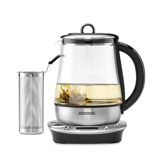 Gastroback 42438 Design Tea and More Advanced Automatischer Teekocher und Wasserkocher, Multifunktionsgarer