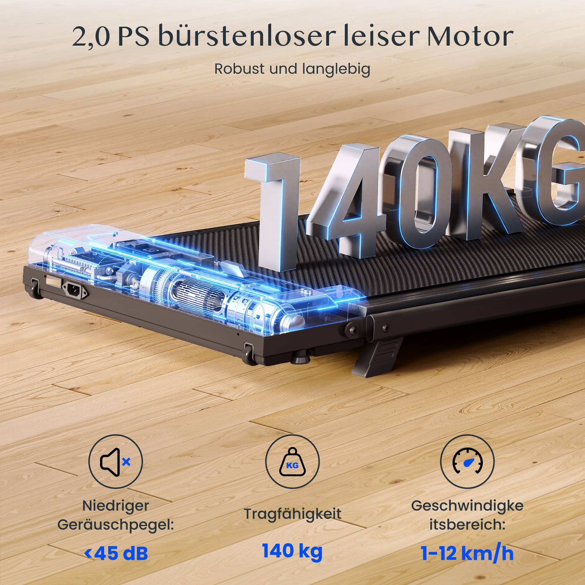 FlexiSpot Laufband mit 7% Steigung, 1–12 km/h, klappbarer Handlauf, bis 140 kg belastbar, LED-Display mit Fernbedienung, Walking Pad für Zuhause & Homeoffice Dynamix Schwarz 7