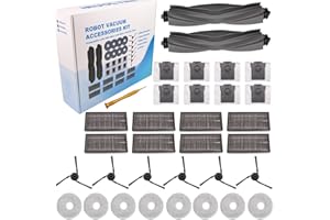 IRUOLYNN Replacement Accessories Parts Kit Compatible with Dreame L40 Ultra | X40 Ultra | Mova P10 Pro Ultra – 8 Robot Vacuum Dust Bags, 8 Mop Pads, 8 Filters, 6 Side Brushes, 2 Rubber Main Brushes