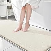 OLANLY Thick Memory Foam Bath Mat Rug 70x24, Extra Soft Absorbent Bathroom Rug, Quick Dry Bath Mats, Non-Slip, Machine Washable Carpet for Bathroom, Tub and Shower, Home Decor Accessories, Ivory