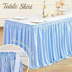 14ft Length Glitter Blue Table Skirt Rectangle