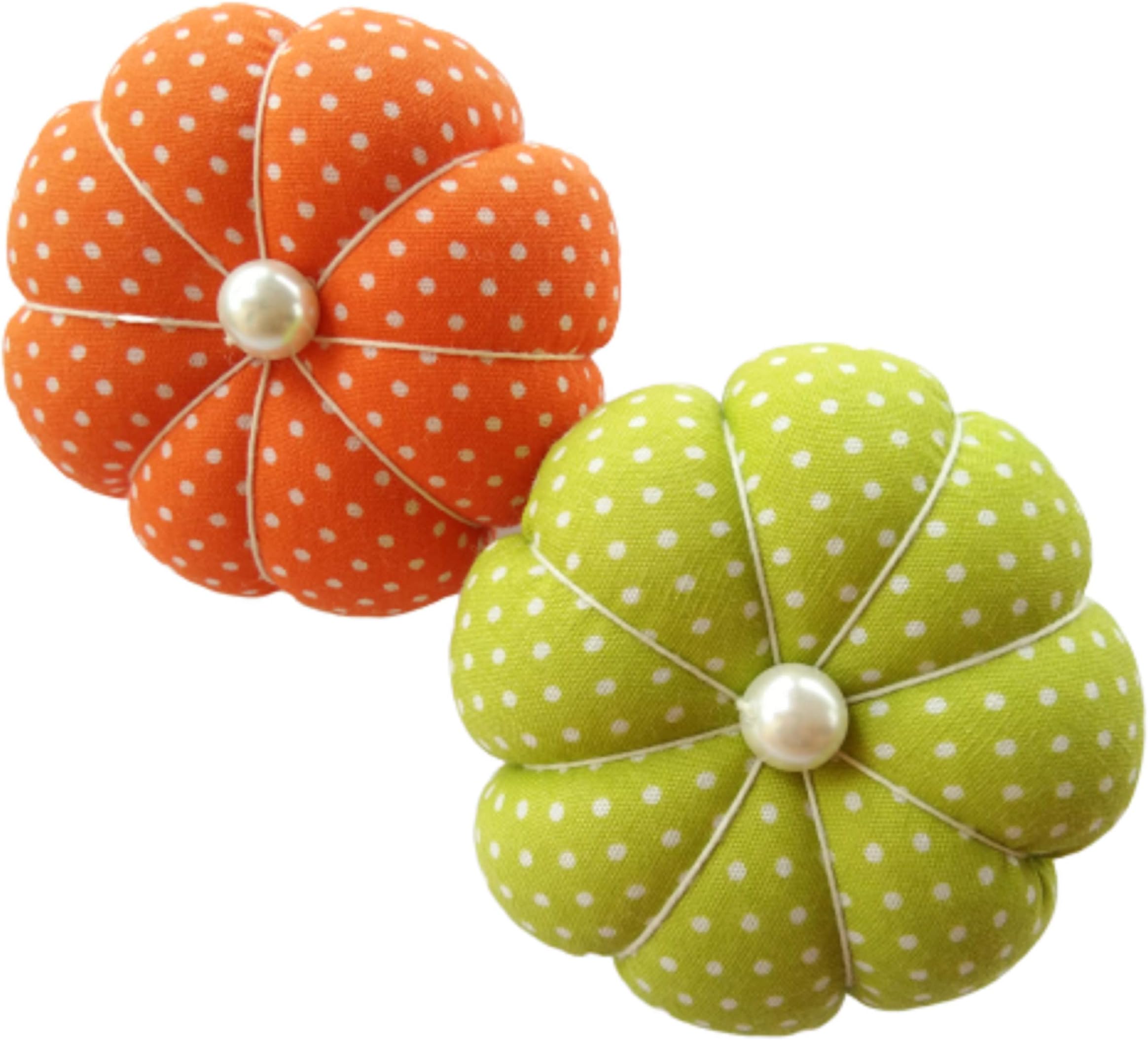 CUSHYSTORE 2X Orange Green Polka Dot Small Wrist Pin Needle Cushion Pincushion for Sewing with Adjustable Elastic Strap Fit All Wrist Sizes