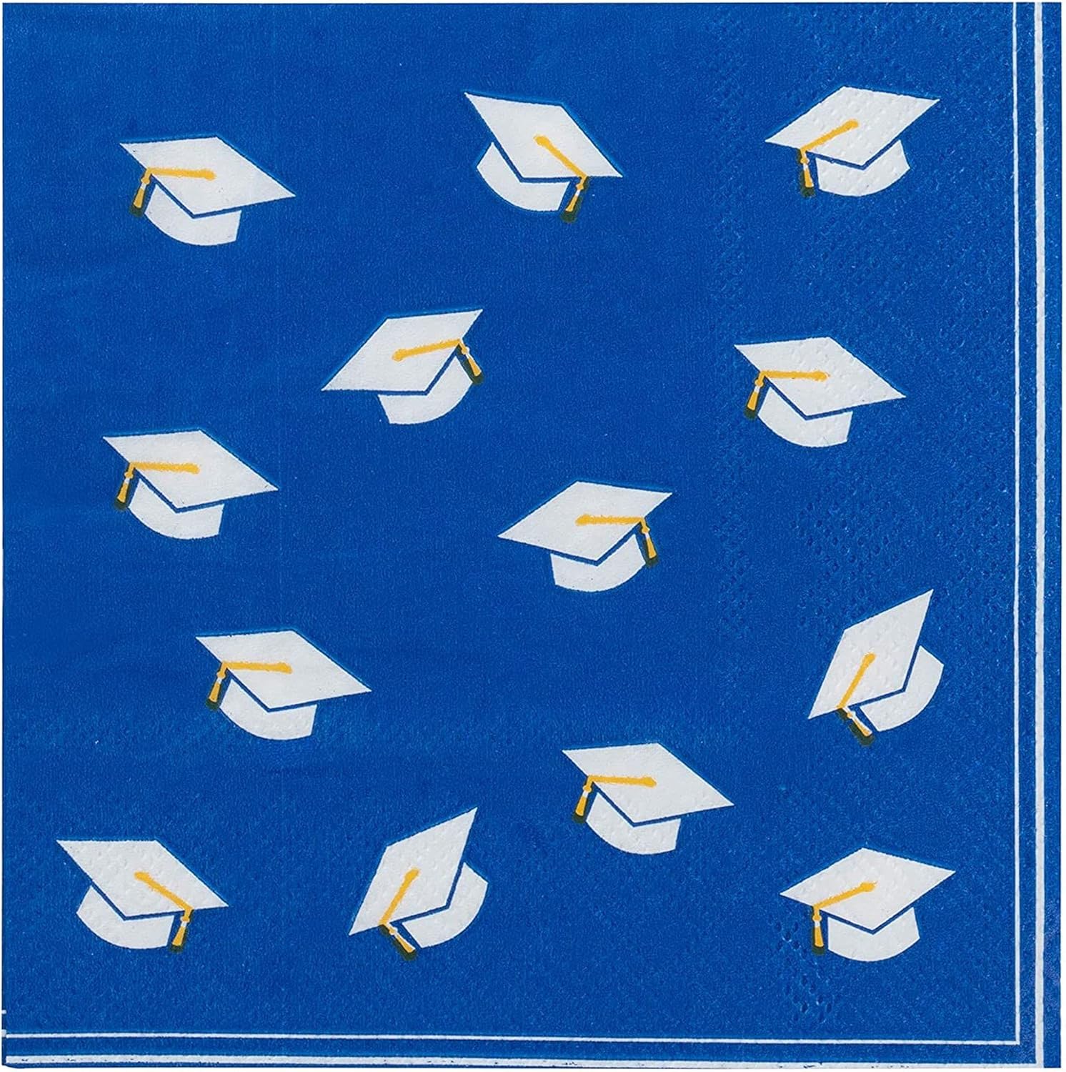 Blue Cocktail Napkins for Graduation Party Supplies (5 x 5 Inches, 100 Pack)