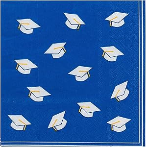Blue Cocktail Napkins for Graduation Party Supplies (5 x 5 Inches, 100 Pack)