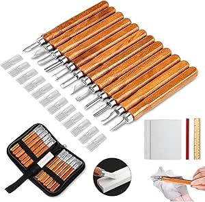 AUGSUN Wood Carving Knife Set - 20 PCS Hand Carving Tool Set for DIY Sculpture Carpenter Experts &amp; Beginners