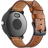 BIGTANG for Garmin Vivoactive 3 Watch Band/Forerunner 645 Band, 20mm Genuine Leather Bands for Samsung Galaxy Watch 4 40mm/44mm,Galaxy Watch 4 Classic 46mm/42mm, Galaxy Watch Active 2 40mm/44mm-Brown
