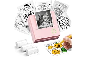 Sticker Printer PM290C Mini Printer Portable Print Pod,Wireless Bluetooth Sticker Maker with 3 Rolls Paper,Inkless Thermal Pr