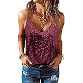 ANRABESS Womens Sequin Tank Tops Sparkle Glitter Shirts Sexy Party Shimmer Camisole Sleeveless V Neck Summer Going Out Vest