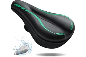 MEENCOOL Bike Seat Cushion - Gel Padded Bike Seat Cover for Men Women Comfort, Adjustable Velcro Secure Bicycle Seat Cushion Compatible with Peloton, Indoor & Outdoor Bicycle Seat(11"x7")