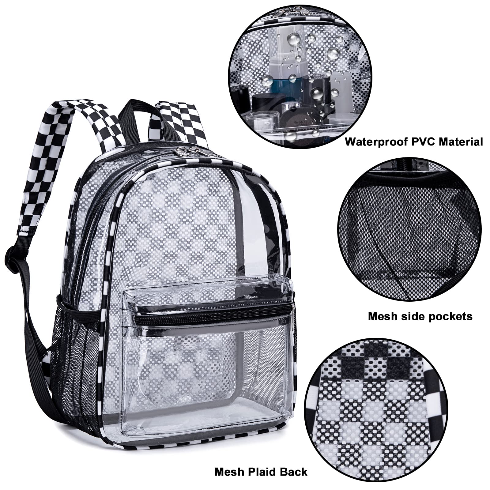 BTOOP Clear Mini Backpack for Stadium Events 12x12x6 Small Transparent Backpacks Plastic See Through Clear Bag for Concerts Work Festival Security Travel
