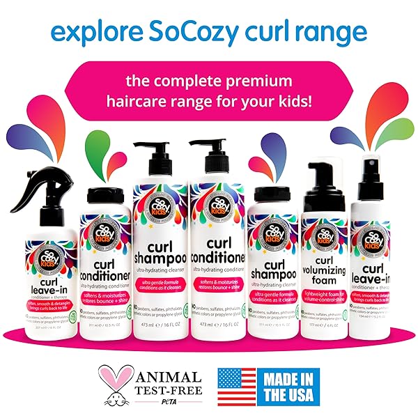 SOCOZY CURL CONDITIONER | FOR KIDS HAIR | SOFTENS, RESTORES BOUNCE AND SHINE | NO PARABENS, SULFATES, SYNTHETIC COLORS OR DYES, SWEET-CRÈME, 10.5 FL OZ