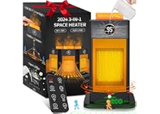 3-in-1 Space Heater- Humidifier/Sensor/ECO,Electric Heater with 90°Oscillating/Thermostat/12H Timer/Dual Control,Space Heater