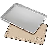 Artisan 2-Piece Professional Baking Set with Half-Size  Cookie Sheet Pan and Silicone Baking Mat with Ruler Border
