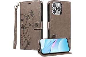 Premium Leather Wallet Case for iPhone 14 Pro, Flip Case with Card Holder and Magnetic Buckle, Book Folio Cover Kickstand Slo
