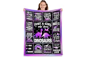 KIEETLAN Dinosaur Gifts for Girls and Women – Just a Girl Who Loves Dinosaurs Blanket, Cute Dinosaur Lover Gift for Birthday or Christmas, Soft Cozy Throw Blanket 40"x50"
