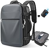 Vacuum Backpack Travel 60L Expandable Vacuum Seal Compression Travel Backpack with Pump, TSA, Waterproof Oxford,17" Laptop Compartment,Carry On Backpack for Men & Women,Business,Flight Travel (Gray)