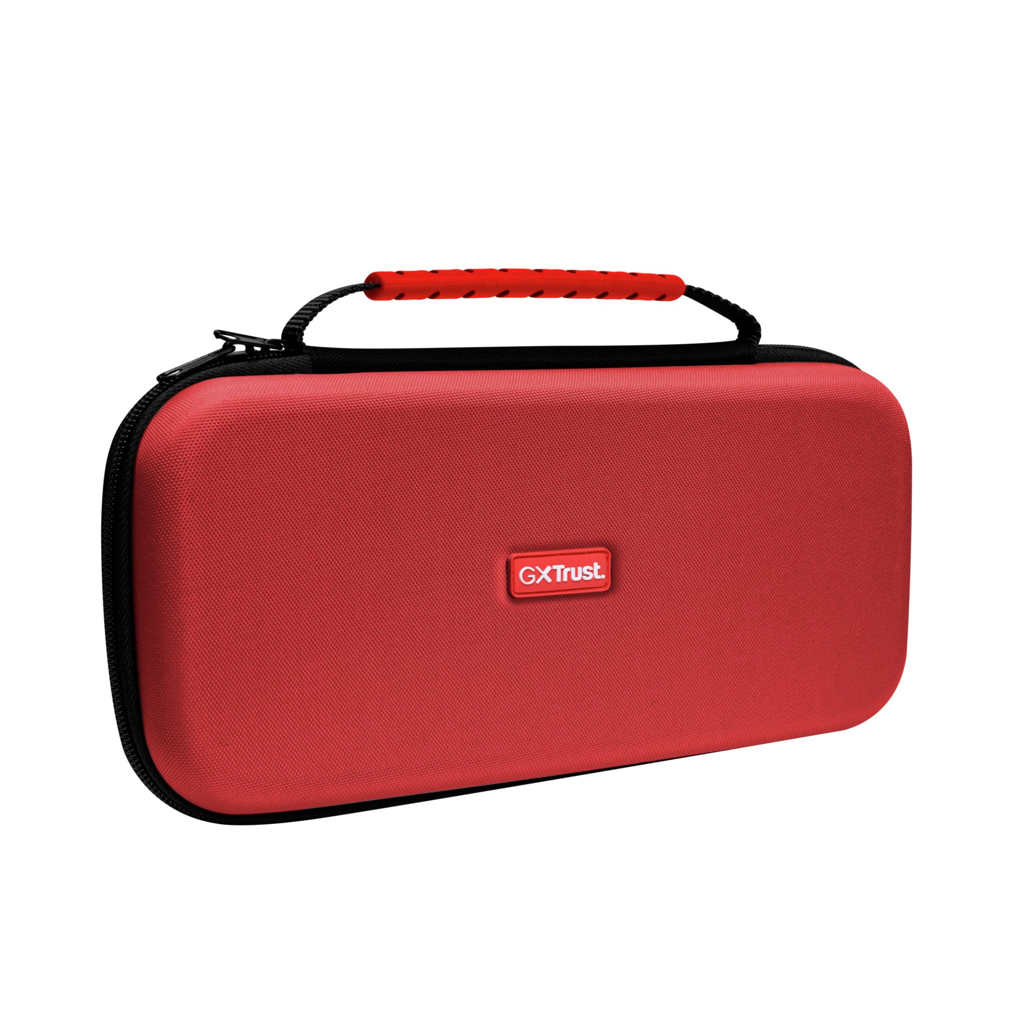 GXTrust 1251RB Tasche für Nintendo Switch 2, Switch Hülle mit Stoßfeste Design, Tragegriff, Aufbewahrung für 4 Joy-Con, Schutzhülle mit Tasche für Handgelenksriemen und 12 Spiele, Rot / Blau