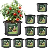 T4U Grow Bags with Handles 10 Gallon Pack of 10 for Tomatoes Potatoes