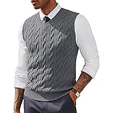 PJ PAUL JONES Men's Sweater Vests V Neck Cable Twist Knit Sleeveless Vests Casual Pullover Sweater