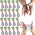 20 Pieces Cats Cradle String Finger String Toy Supplies Rainbow Color Cats Cradle String Game Chinese Finger Stretchy Strings Fidget Toys Executive Desk Toys, 165 cm Length