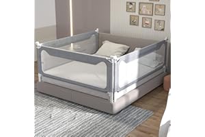melafa365 Bed Rails for Toddlers, Upgrade Baby Bed Rail Guard Height Adjustable Specially Designed for Twin, Full, Queen, King Size - Safety Bed Guard Rails for Kids(Gray,1 Piece, 74")