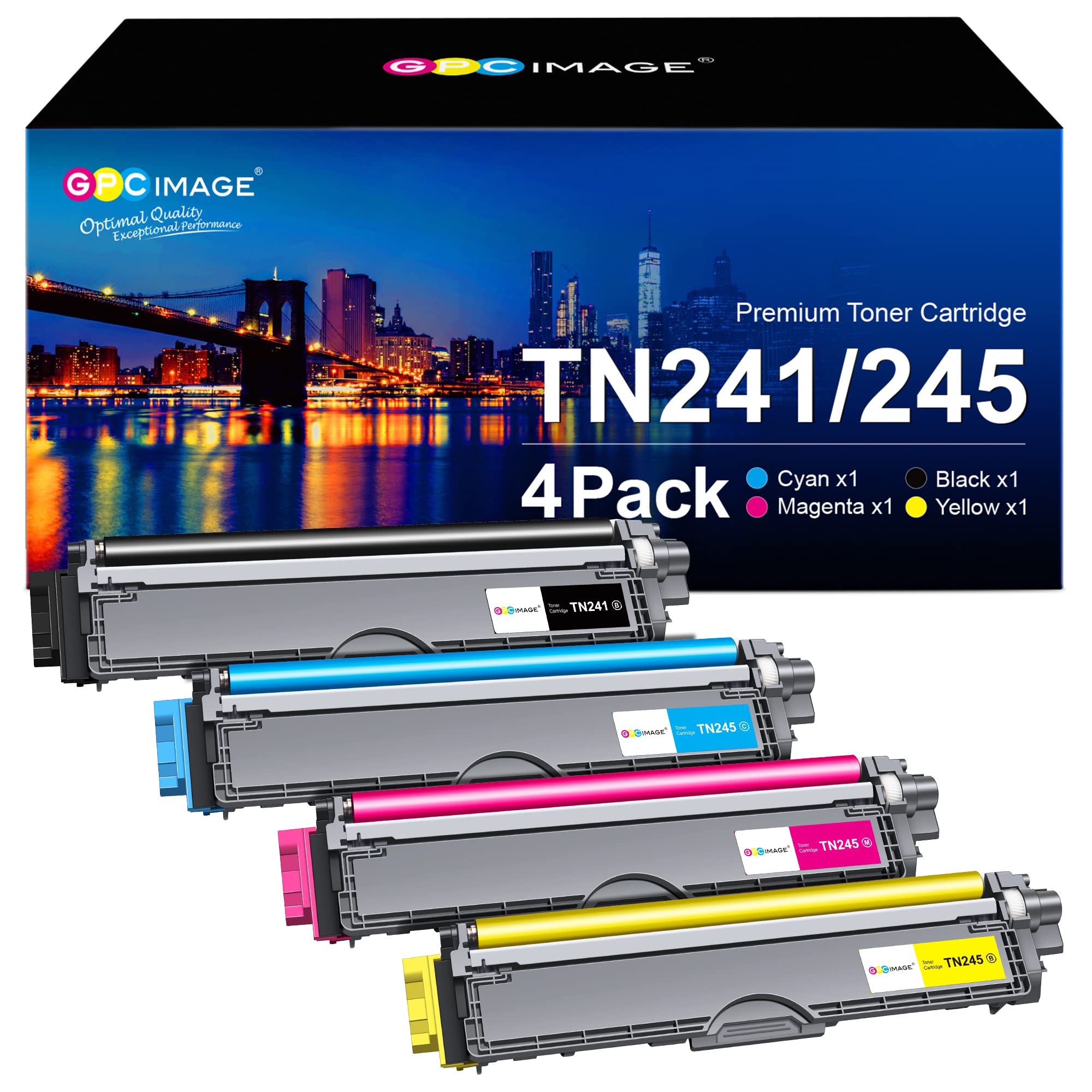 TN241 TN245 Toner Cartridges Compatible for Brother TN241 TN245 TN-241 TN-245 Toner Cartridges for HL-3140CW HL-3150CW HL-3170CW DCP-9015CDW DCP-9020CDW MFC-9330CDW (Black Cyan Magenta Yellow, 4-Pack)