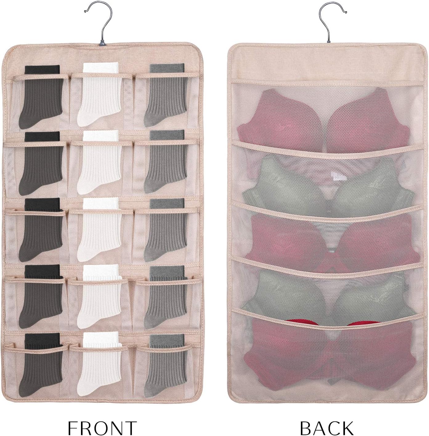 Ommani Kleiderschrank Organizer Hängend, Unterwäsche Organizer, Stoff