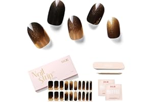 NAILOG Semi Cured Gel Nail Strips (20 Extra Long Stickers/Wraps) | Buy 2 Get 1 UV Lamp| Glossy & Long Lasting Soft Gel Finishing | Flashlight