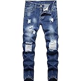 Anbreuinron Boy's Skinny Fit Ripped Destroyed Distressed Fashion Denim Jeans Pants,Blue,14